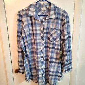 Habitat Light Blue and White Checkered Shirt